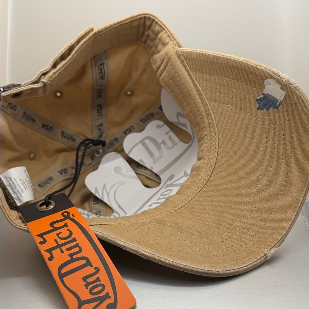 Von Dutch Distressed Dad Cap in a washed tan - Picture 12 of 12